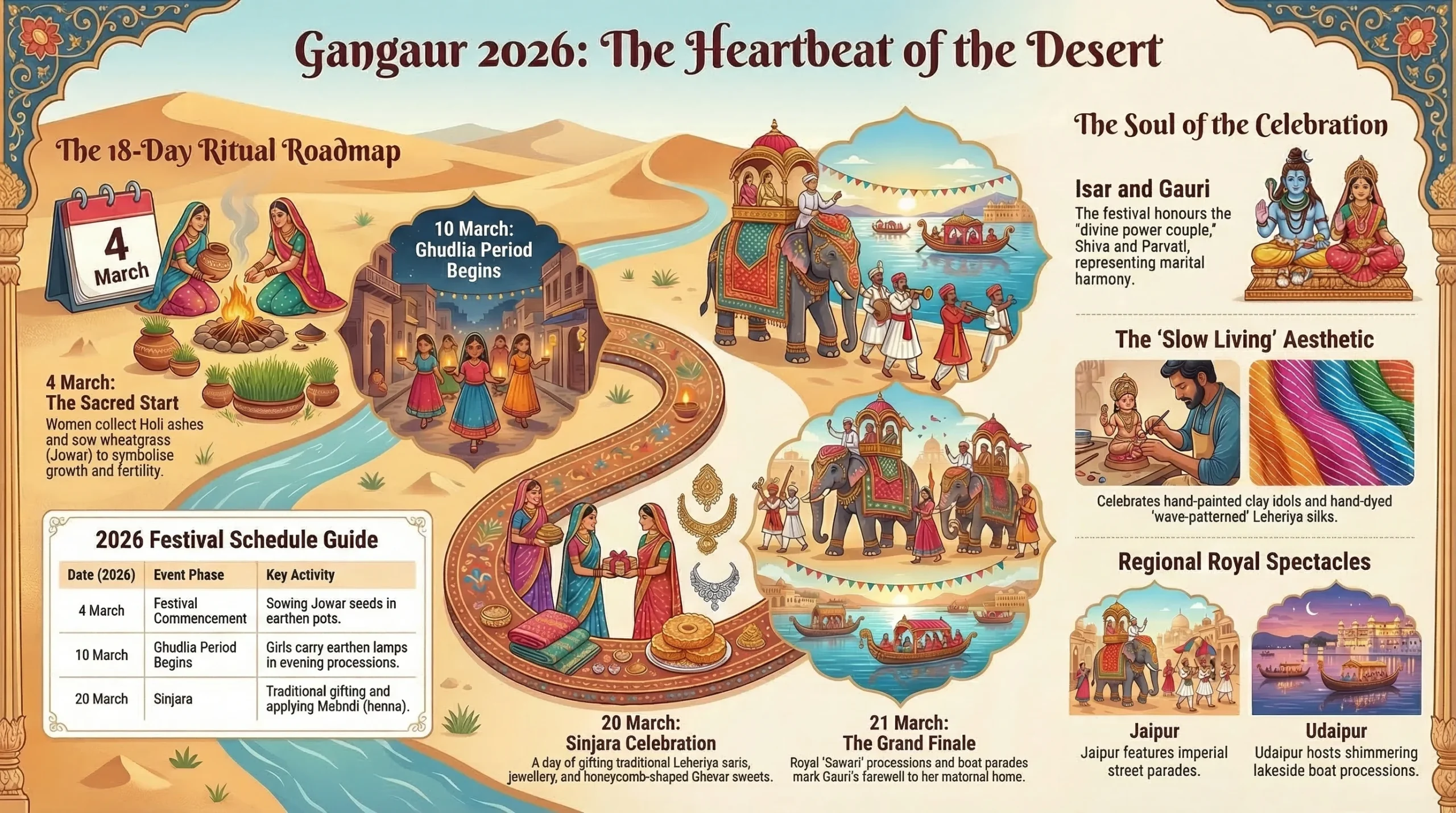 Gangaur Festival 2026: The Ultimate Guide to Rajasthan’s Royal Celebration of Gauri and Shiva